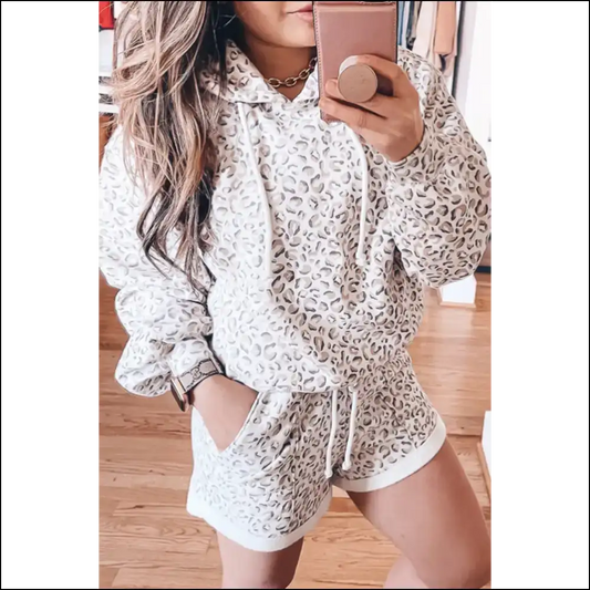 White Leopard Print Hoodie: Cat-titude from Needful Things 🐆 - s - Two Piece Shorts Sets on Sale Worldwide Shipping