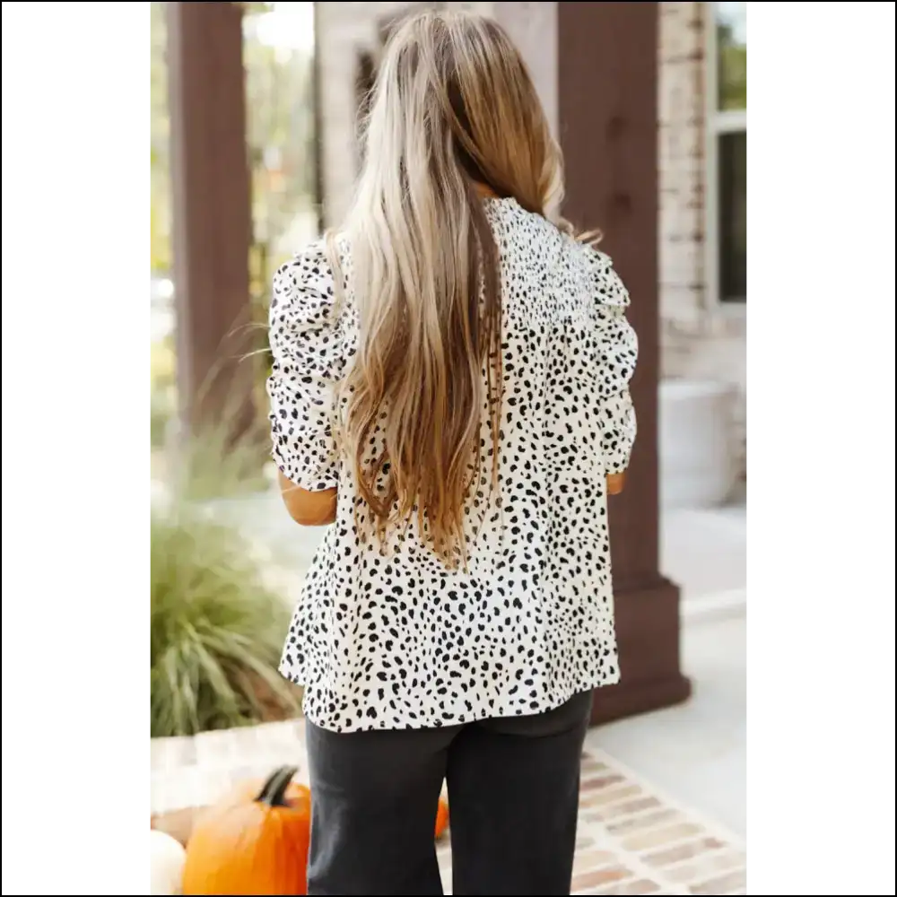 White Leopard Smocked: so Wild it Should be Illegal 🐆 Needful Things - Blouses on Sale Worldwide Shipping