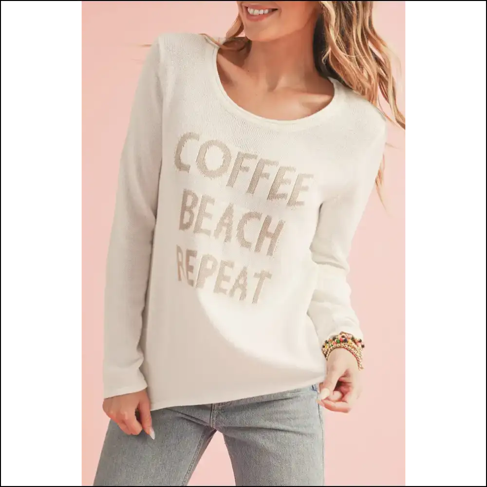 White Letter Print Sweater: so Comfy Youll Actually Want to Wear it 🤪 Needful Things - s - Sweaters on Sale Worldwide Shipping