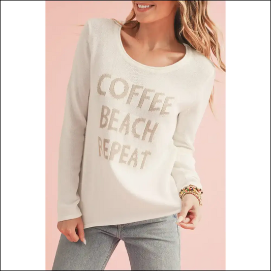 White Letter Print Sweater: so Comfy Youll Actually Want to Wear it 🤪 Needful Things - s - Sweaters on Sale Worldwide Shipping