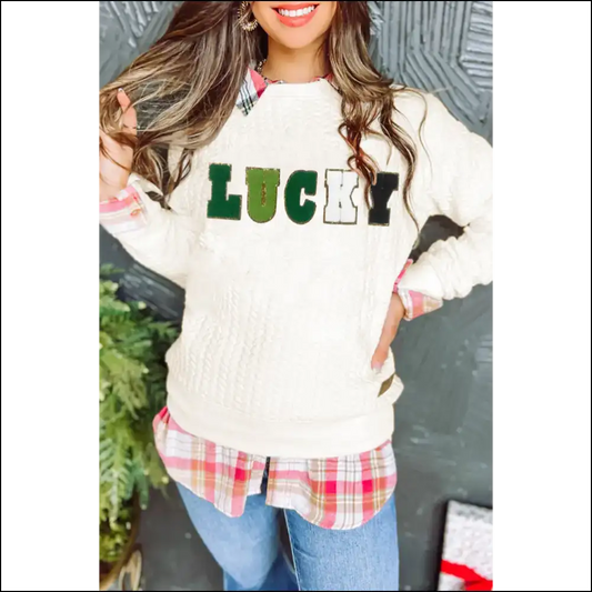 White Lucky Letter Sweatshirt: so Comfy Youll Think you Died 😇 - s - Sweatshirts & Hoodies on Sale Worldwide Shipping