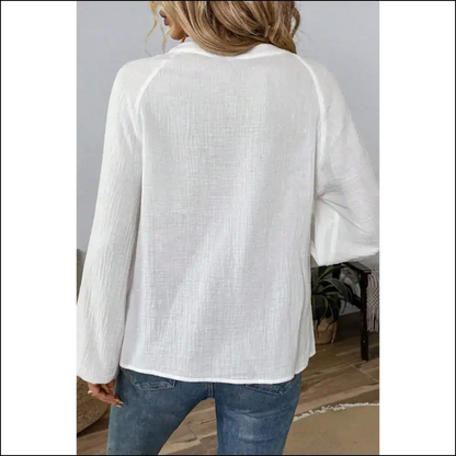 White Paisley Embroidered Blouse Instant Boho Goddess - Blouses on Sale Worldwide Shipping