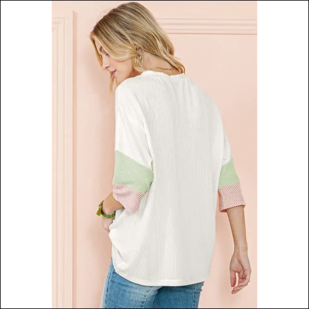 White Ribbed Colorblock Tee: so Chic it Hurts (but Looks Good Needful Things 😉) - t Shirts on Sale Worldwide Shipping