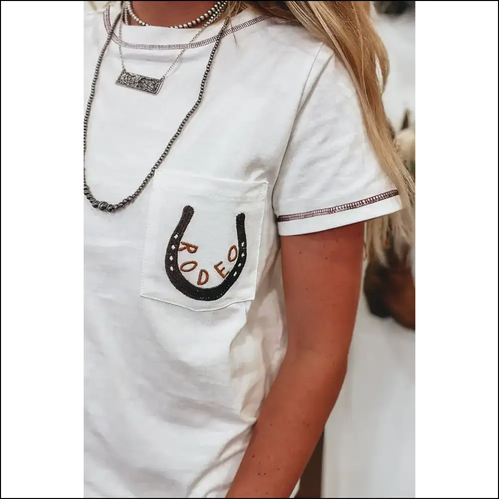 White Rodeo Horseshoe Tee: Chic Zero Bull 🐴 Needful Things - t Shirts on Sale Worldwide Shipping