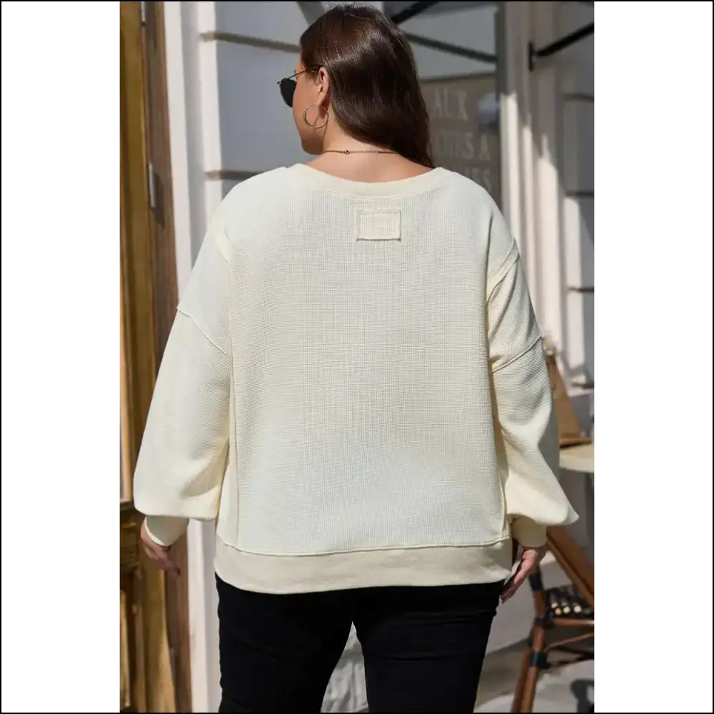 White Wfle Knit Wonders: so Cozy It’s Basically a Hug - Plus Size Tops on Sale Worldwide Shipping
