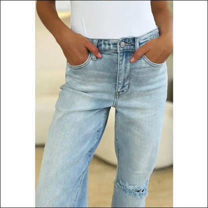 Why be Basic? Flaunt your Curves in Judy Blue High Waist Distressed Jeans! 👖👑 - Jeans on Sale Worldwide Shipping