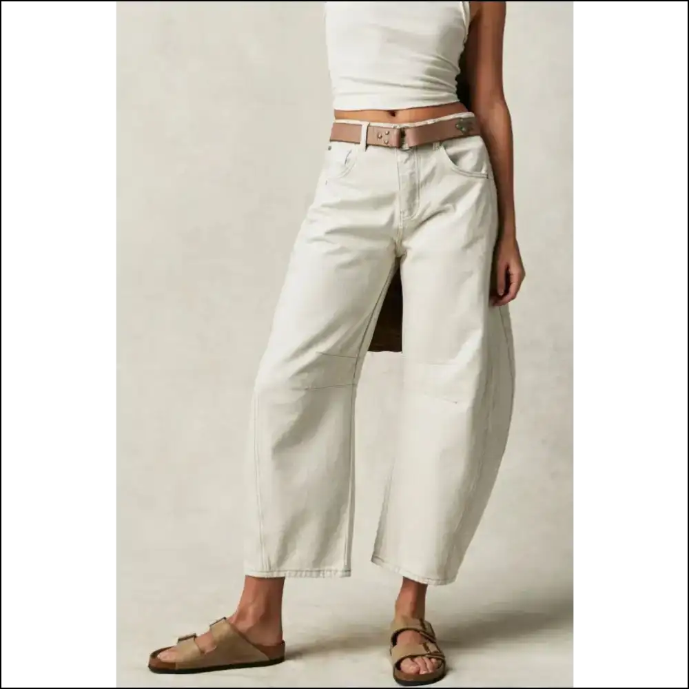 Wide Leg Jeans: Because Life is too Short for Narrow Decisions 😂👖 - Cream / m - Jeans on Sale Worldwide Shipping