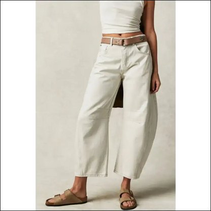 Wide Leg Jeans: Because Life is too Short for Narrow Decisions 😂👖 - Cream / m - Jeans on Sale Worldwide Shipping