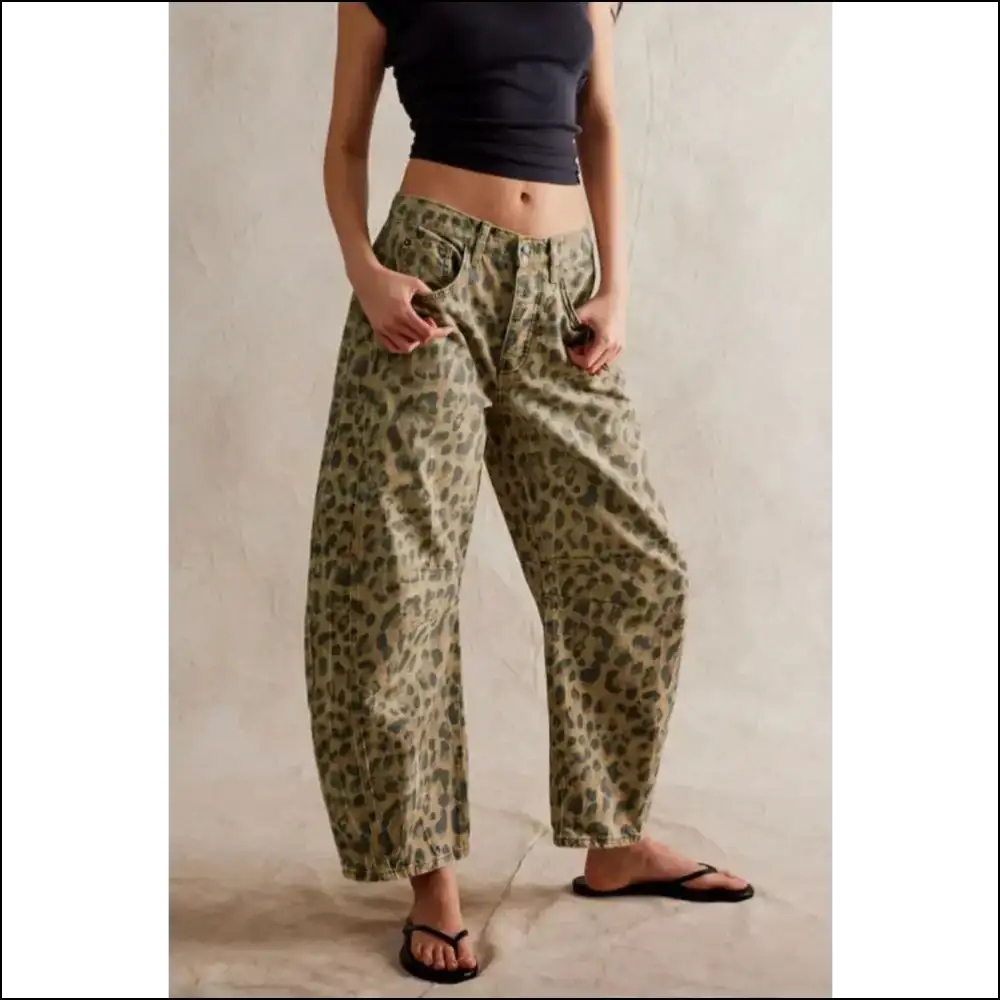 Wide Leg Jeans: Because Life is too Short for Narrow Decisions 😂👖 - Leopard / s - Jeans on Sale Worldwide Shipping