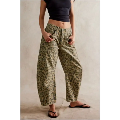 Wide Leg Jeans: Because Life is too Short for Narrow Decisions 😂👖 - Leopard / s - Jeans on Sale Worldwide Shipping