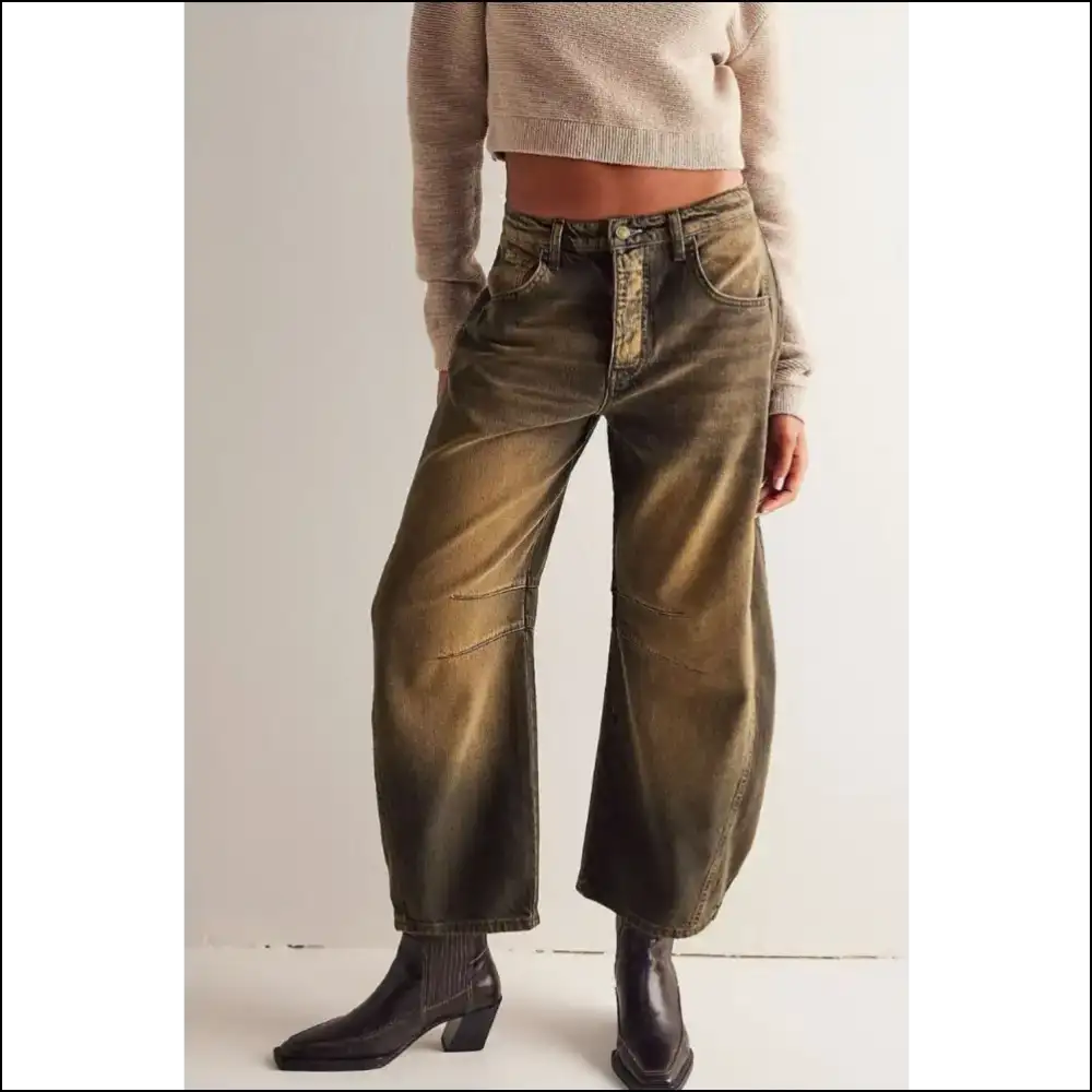 Wide Leg Jeans: Because Life is too Short for Narrow Decisions 😂👖 - Brown / m - Jeans on Sale Worldwide Shipping