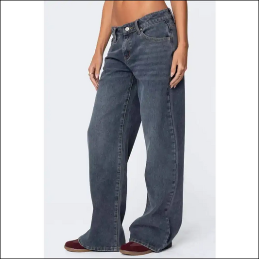 Wide Leg Jeans: Because who Needs a Diet when your Pants are this Fabulous? 😄 - Dirty Blue / l - Jeans on Sale Worldwide Shipping