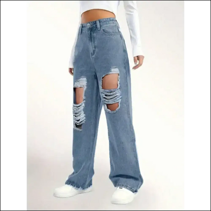 Wide Leg Jeans: Because your Legs Deserve a Little Distressed Drama! 😏✨ - Jeans on Sale Worldwide Shipping
