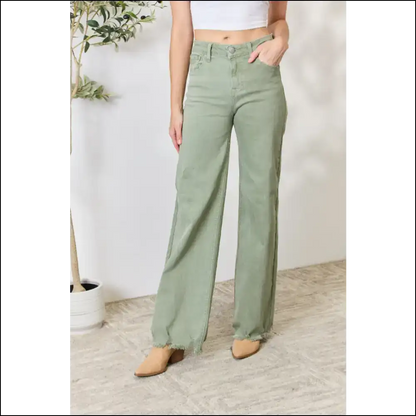 Wide-leg Jeans That’ll Make your Ex Wish they Hadn’t Texted you 😏✨ - Sage / 7 - on Sale Worldwide Shipping