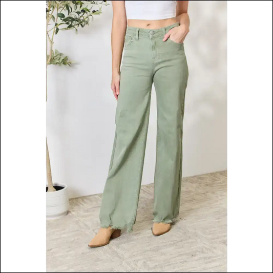 Wide-leg Jeans That’ll Make your Ex Wish they Hadn’t Texted you 😏✨ - Sage / 7 - on Sale Worldwide Shipping