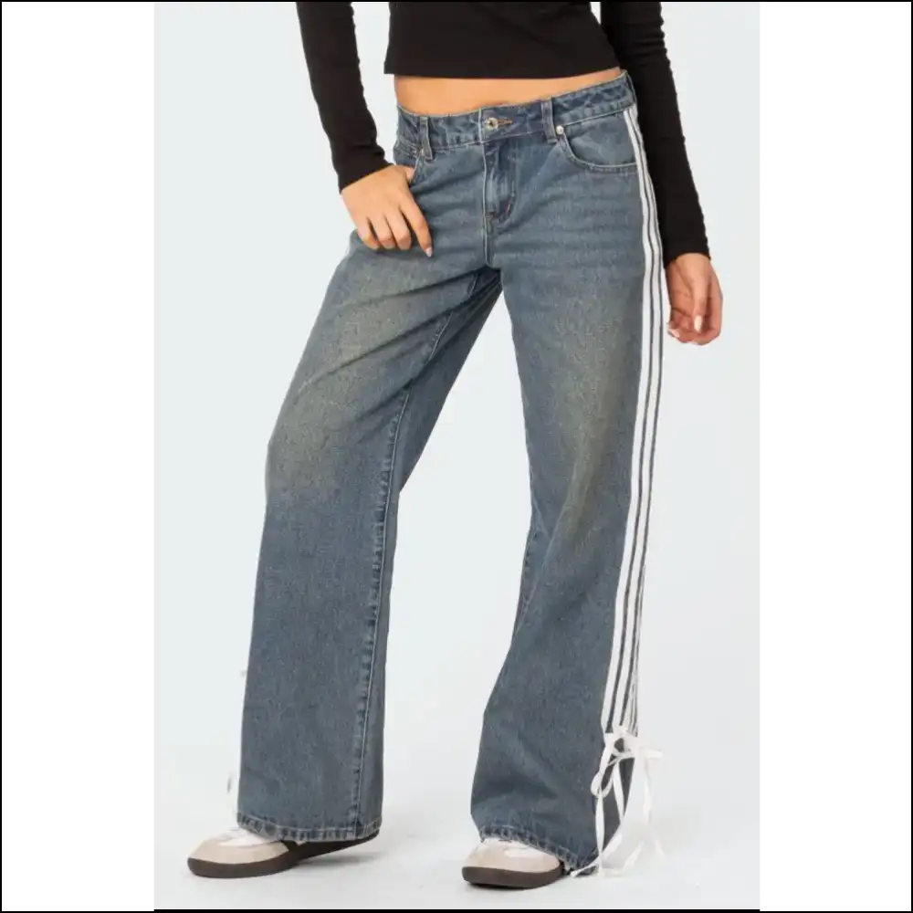 Wide Leg Jeans: where Stripes Meet Chic & my Closet’s New Best Friend 😂💃 - Jeans on Sale Worldwide Shipping