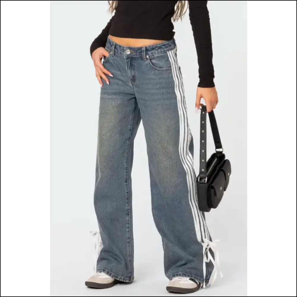 Wide Leg Jeans: where Stripes Meet Chic & my Closet’s New Best Friend 😂💃 - Jeans on Sale Worldwide Shipping