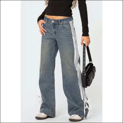 Wide Leg Jeans: where Stripes Meet Chic & my Closet’s New Best Friend 😂💃 - Jeans on Sale Worldwide Shipping