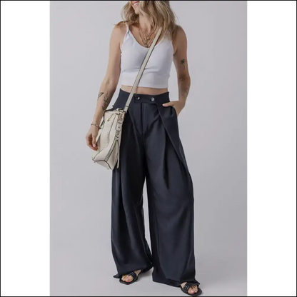 Wide Leg Pants: so High Waist They’re Basically Skyscrapers 👖 Needful Things - Dirty Blue / s - Pants on Sale Worldwide Shipping