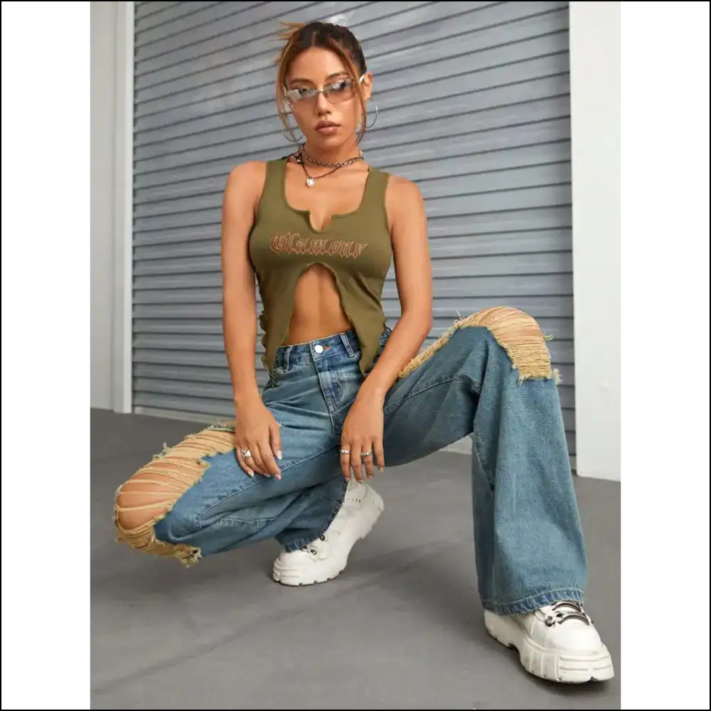 Wide Leg Shenanigans: where Distressed Meets Fabulous with Needful Things ?👖 - Jeans on Sale Worldwide Shipping