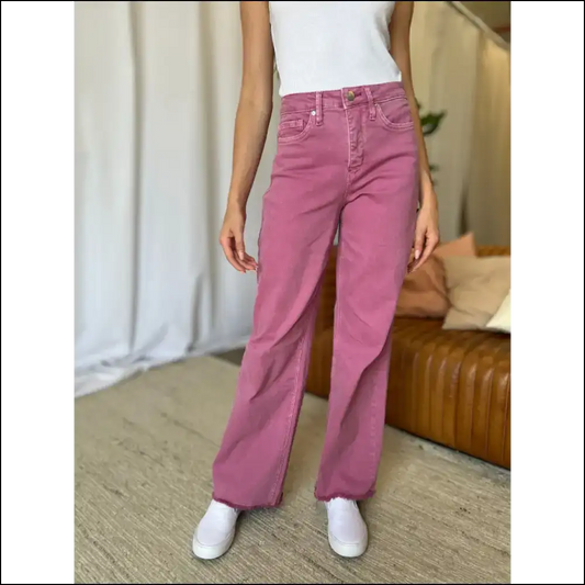 Wide Leg Wonders: High Rise Jeans that Lift Spirits & Butts! 😄 - Rose / 00 - on Sale Worldwide Shipping