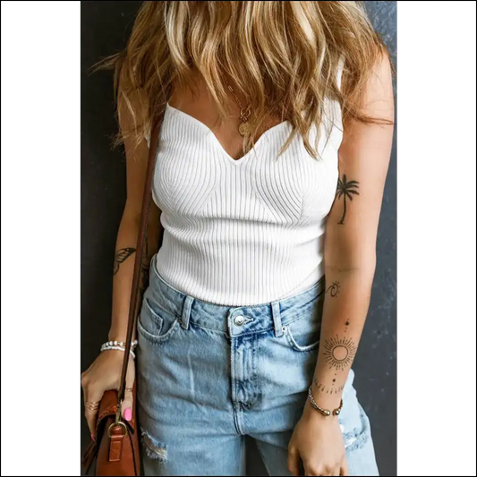 Wide Strap Tank for Heartbreaks or Happy Hour - Sweetheart Neck Vibes 💖 - White / Xl - Tops on Sale Worldwide Shipping