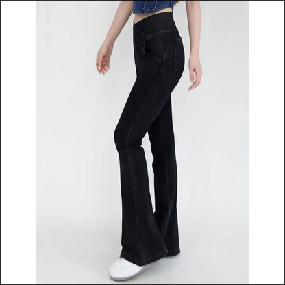 Wide Waistband Bootcut Jeans: Unleash your Inner Trendy Potato! - Black / Xl - Jeans on Sale Worldwide Shipping