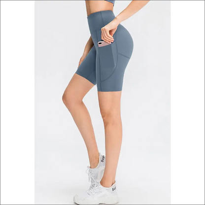 Chic Wide Waistband Sports Shorts with Pockets - Light Blue / 8/l - on Sale Worldwide Shipping