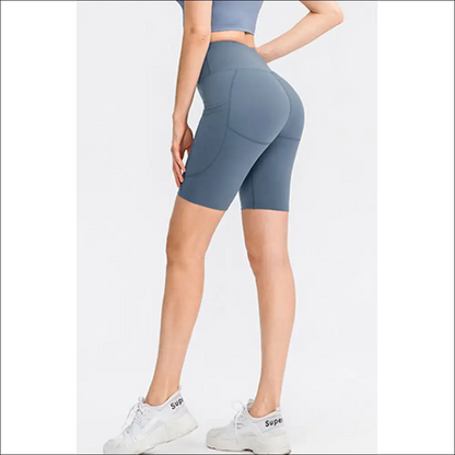 Chic Wide Waistband Sports Shorts with Pockets - on Sale Worldwide Shipping
