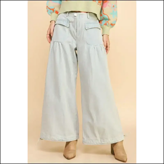 Wiggle in and Own it with Davi & Dani’s Drawstring Hem Wide Leg Jeans 👖✨ - Light Blue / s - on Sale Worldwide Shipping
