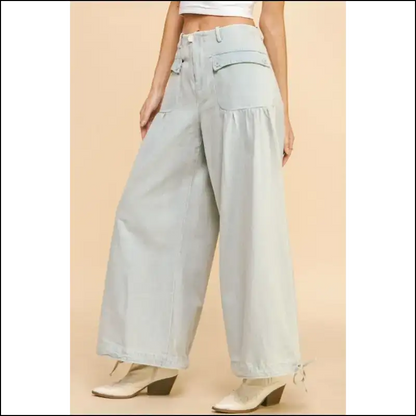 Wiggle in and Own it with Davi & Dani’s Drawstring Hem Wide Leg Jeans 👖✨ - on Sale Worldwide Shipping