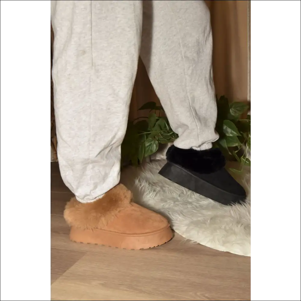 Wild Diva Faux-fur Platform Slip-on Booties - Boots on Sale Worldwide Shipping