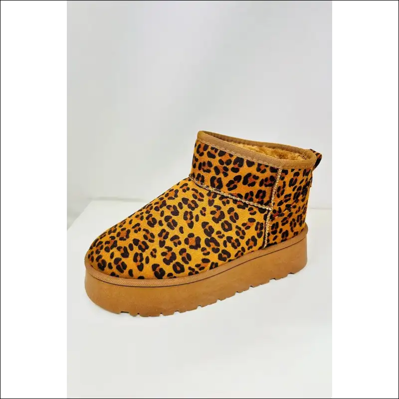 Wild Diva Leopard Suede Round Toe Platform Booties - 6.5 - Boots on Sale Worldwide Shipping