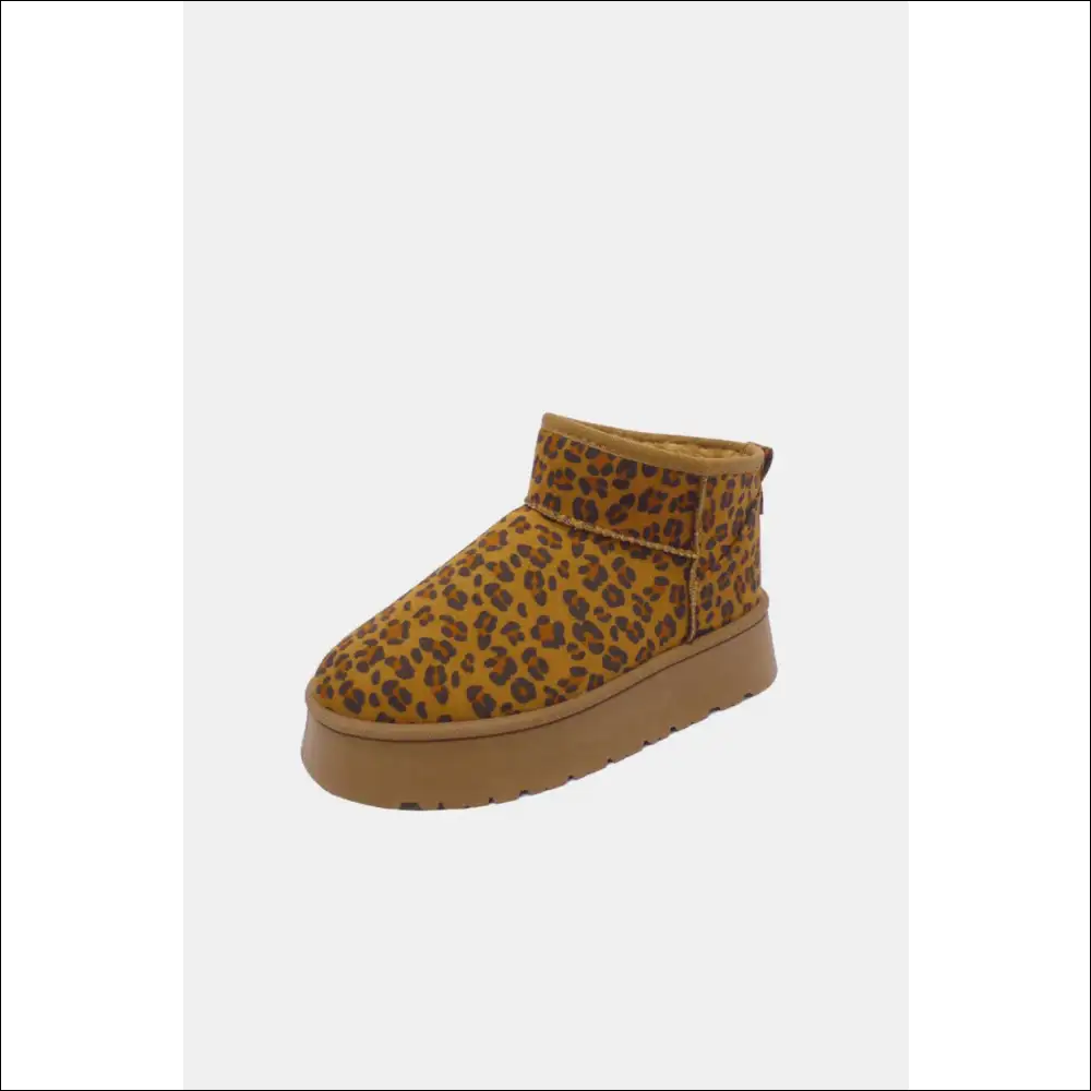 Wild Diva Leopard Suede Round Toe Platform Booties - Boots on Sale Worldwide Shipping