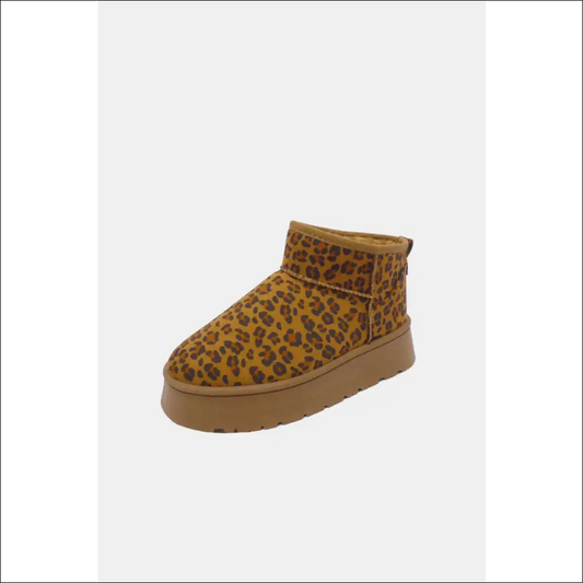 Wild Diva Leopard Suede Round Toe Platform Booties - Boots on Sale Worldwide Shipping