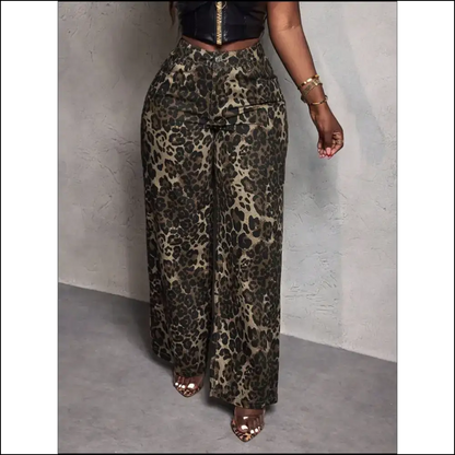 Wildly Fabulous: Unleash your Inner Leopard with Wide Leg Jeans! 🐆✨ - Jeans on Sale Worldwide Shipping