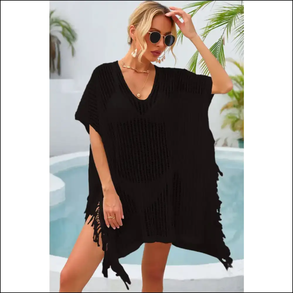 Wings Fringe Trim: Because Every Angel Deserves a Spotlight Moment 😇✨ - Black / one Size - Cover-ups Swimwear on Sale Worldwide Shipping