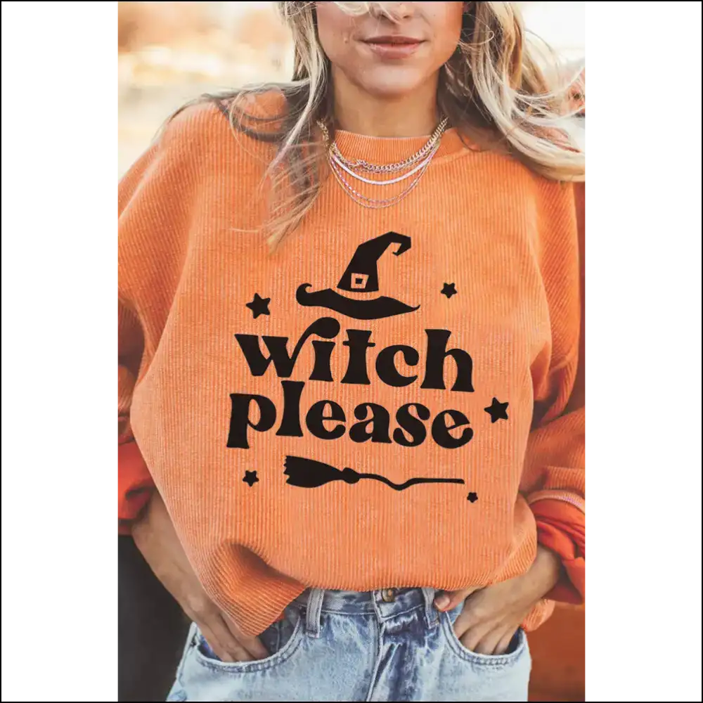 Witch Please Graphic Dropped Shoulder Sweatshirt - Sweatshirts & Hoodies on Sale Worldwide Shipping