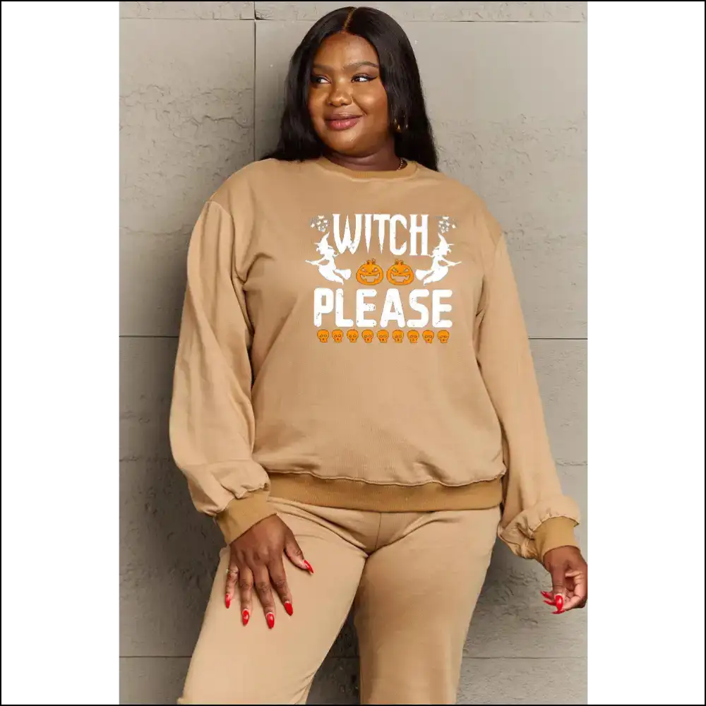Witch Please Graphic Sweatshirt - Embrace your Inner Magic! - Tan / m - Sweatshirts & Hoodies on Sale Worldwide Shipping