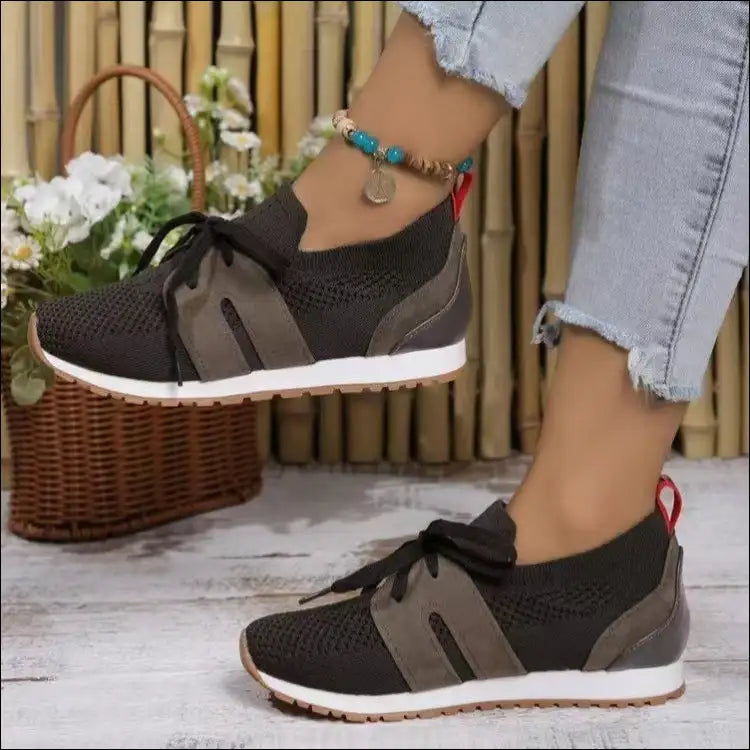Woven Lace Up Round Toe Flats - Chic Athletic Style - Chocolate / 36(us5) - Shoes on Sale Worldwide Shipping