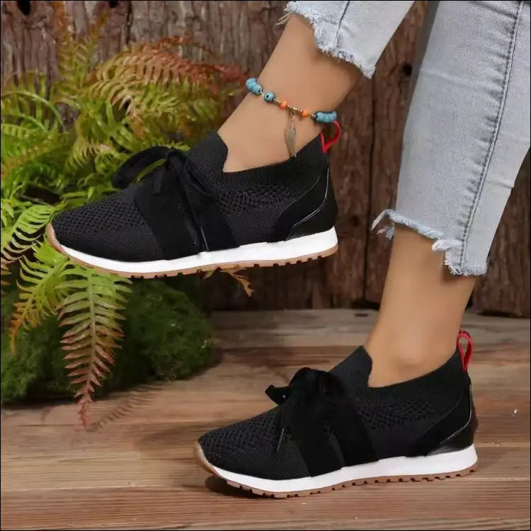 Woven Lace Up Round Toe Flats - Chic Athletic Style - Shoes on Sale Worldwide Shipping