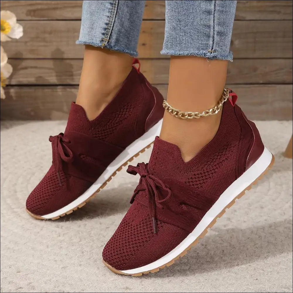 Woven Lace Up Round Toe Flats - Chic Athletic Style - Shoes on Sale Worldwide Shipping