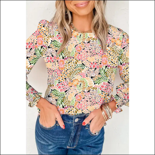 Yellow Floral Print Blouse Unleash your Inner Bee - s - Blouses on Sale Worldwide Shipping