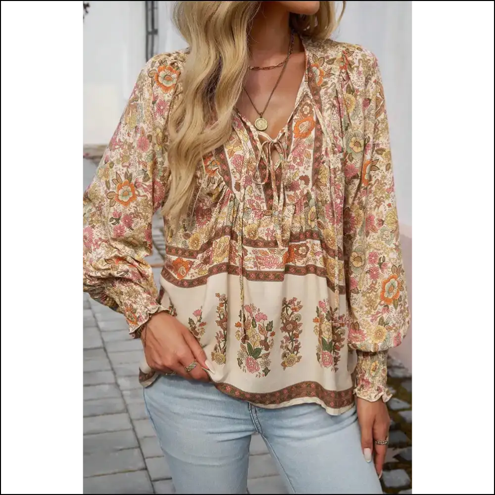 Yellow Floral Tie Neck: i Woke Up this Cute!🌼 Needful Things - Blouses on Sale Worldwide Shipping