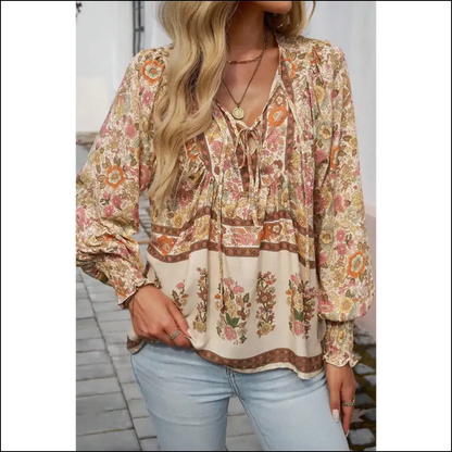 Yellow Floral Tie Neck: i Woke Up this Cute!🌼 Needful Things - Blouses on Sale Worldwide Shipping