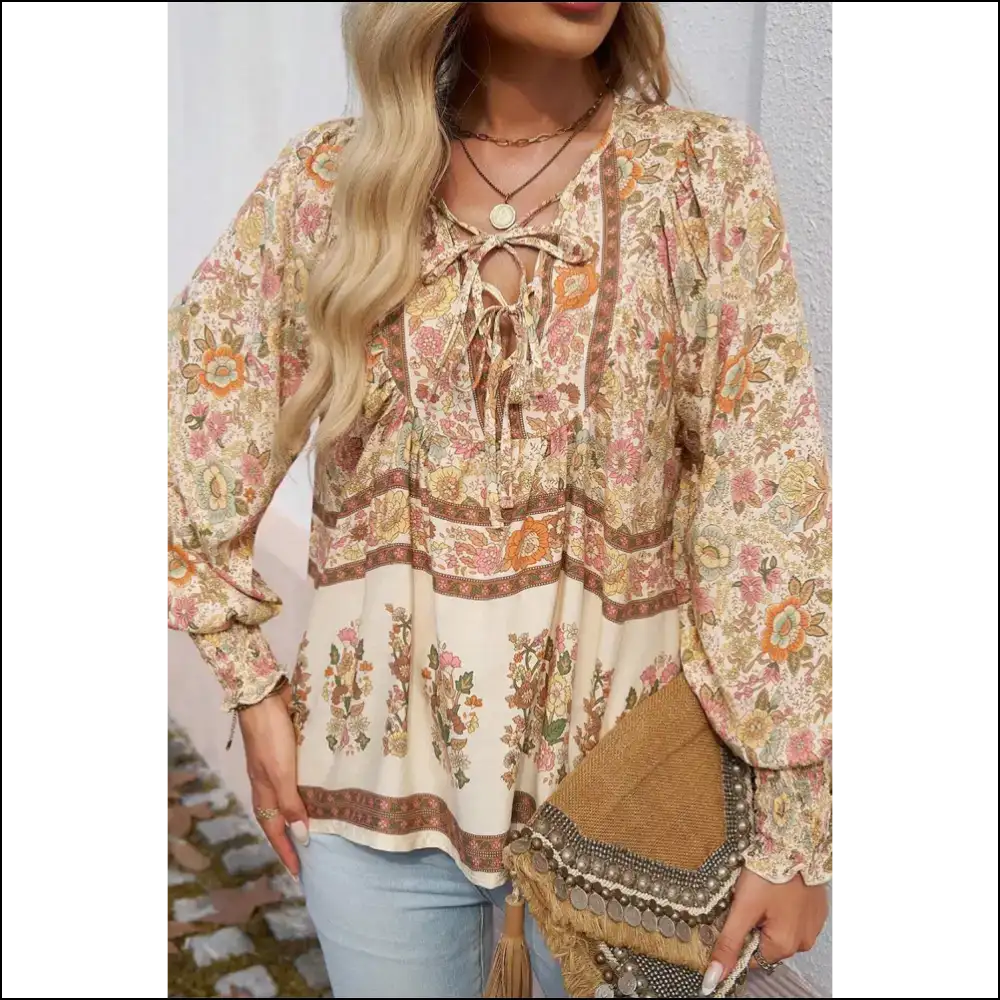 Yellow Floral Tie Neck: i Woke Up this Cute!🌼 Needful Things - Blouses on Sale Worldwide Shipping