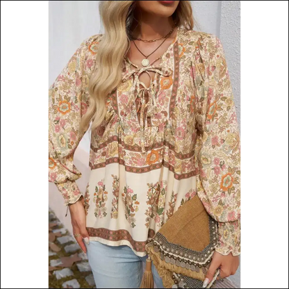 Yellow Floral Tie Neck: i Woke Up this Cute!🌼 Needful Things - Blouses on Sale Worldwide Shipping