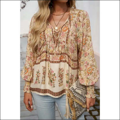 Yellow Floral Tie Neck: i Woke Up this Cute!🌼 Needful Things - s - Blouses on Sale Worldwide Shipping