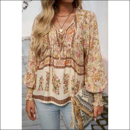 Yellow Floral Tie Neck: i Woke Up this Cute!🌼 Needful Things - s - Blouses on Sale Worldwide Shipping