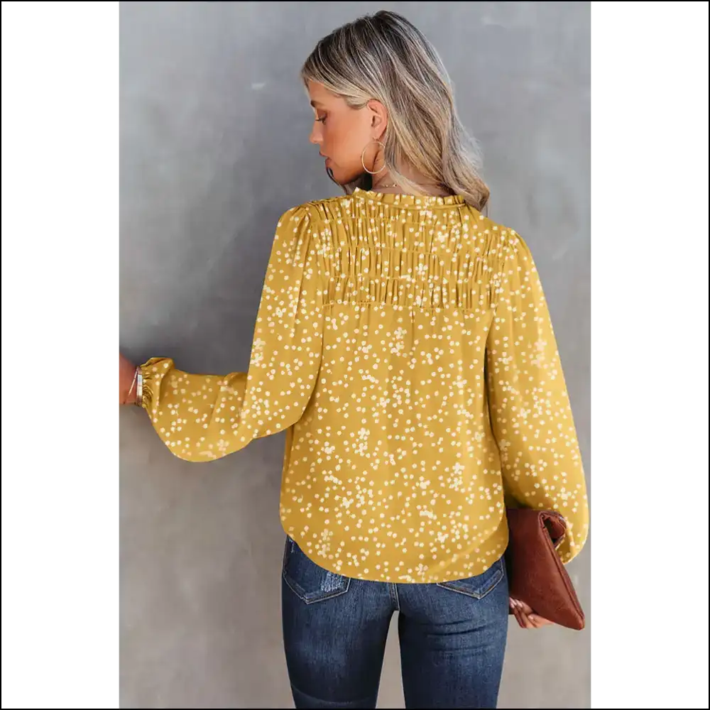 Yellow Frill Split: Unleash your Inner Basic (but Chic) Goddess 💛 Needful Things - Blouses on Sale Worldwide Shipping